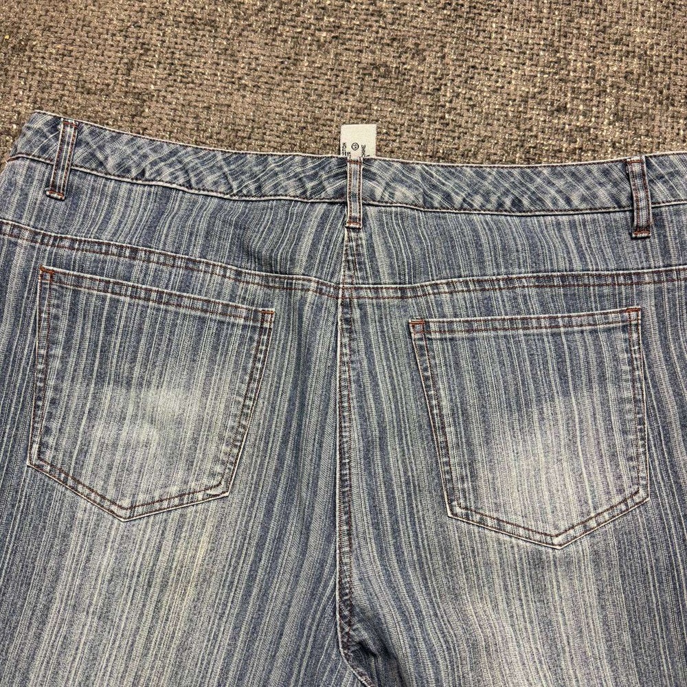 MXM Women's Striped Light Blue Straight Leg Jeans - Picture 7 of 14